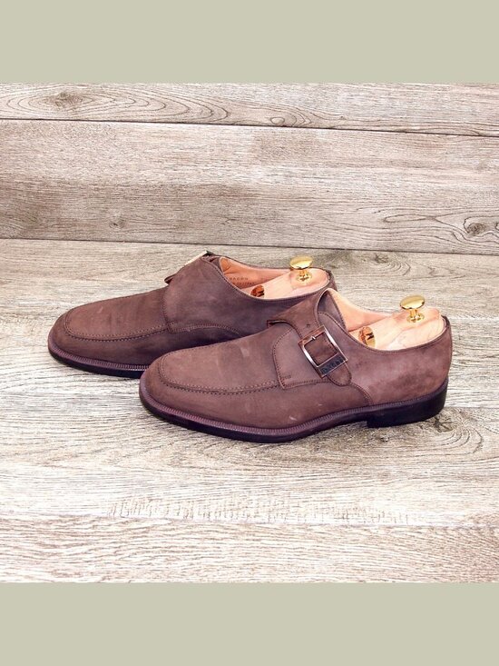 $850 BALLY Italy Tanagro Monkstrap 8.5 D Brown Nubuck Nordstrom * add $15 Trees main image 10